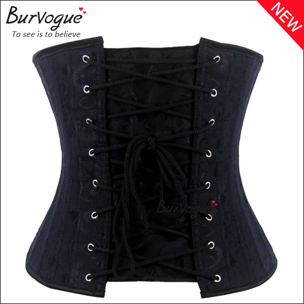 women black 24 steel bones underbust waist training corset-22037