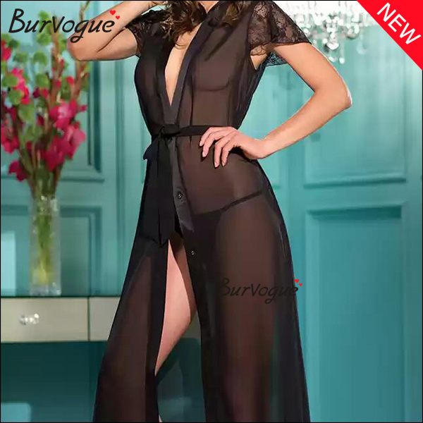 black sheer see through womens robes luxury robes wholesale-15405