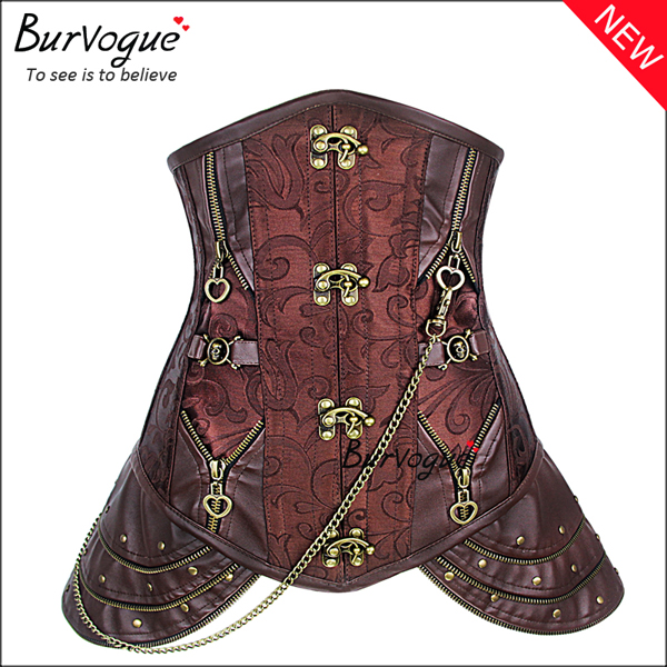 retro-brocade-leather-corset-steel-boned-steampunk-corset-23080
