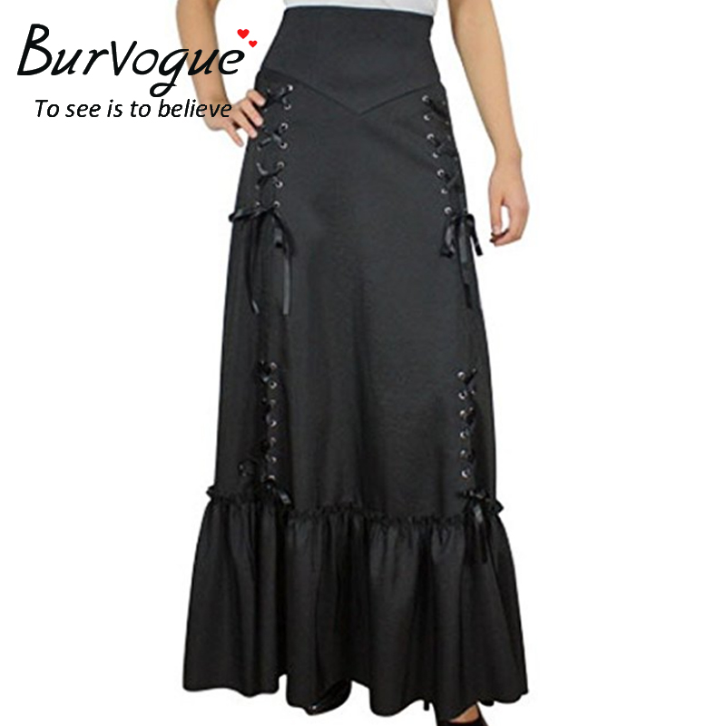black-sateen-steampunk-skirts-wholesale-32075