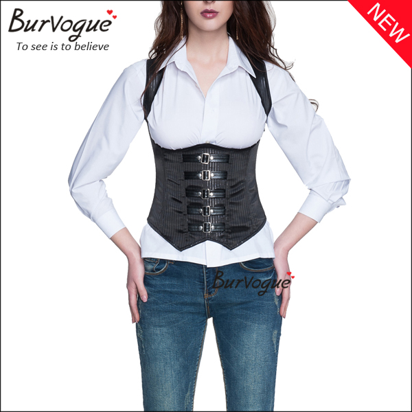 black-stripe-waist-training-corsets-body-shaper-with-straps-22040