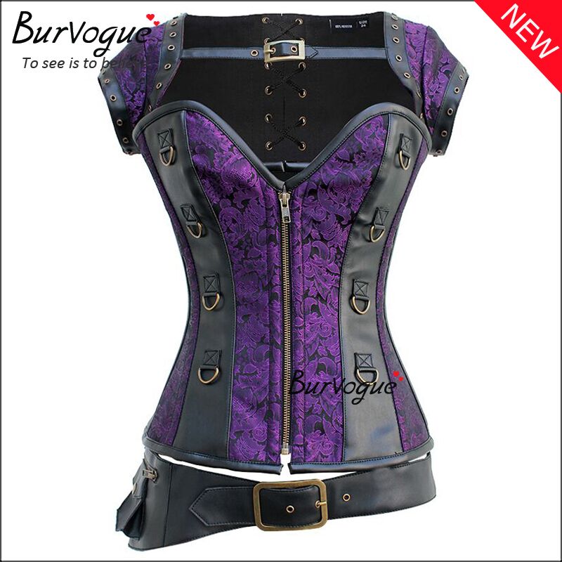 gothic-leather-bustier-12-steel-boned-steampunk-corset-tops-23083