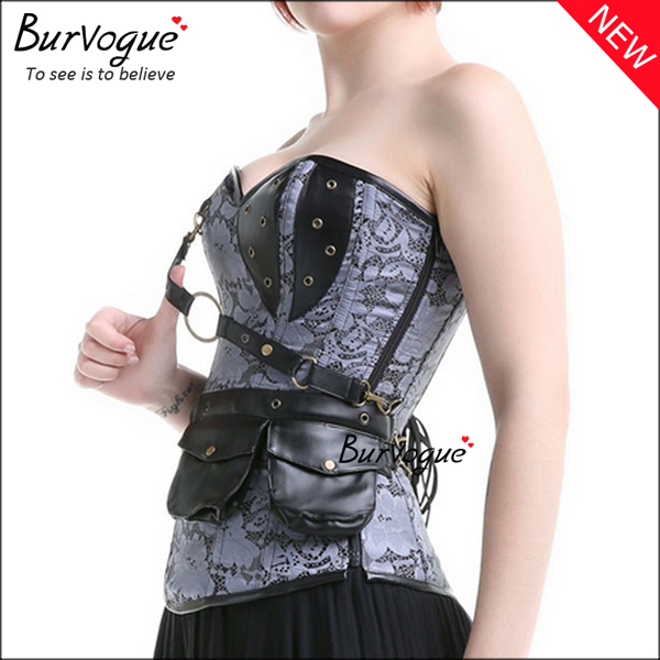 steampunk-corset-zip-12-steel-boned-bustier-tops-23081 steampunk-corset-zip-12-steel-boned-bustier-tops-23081