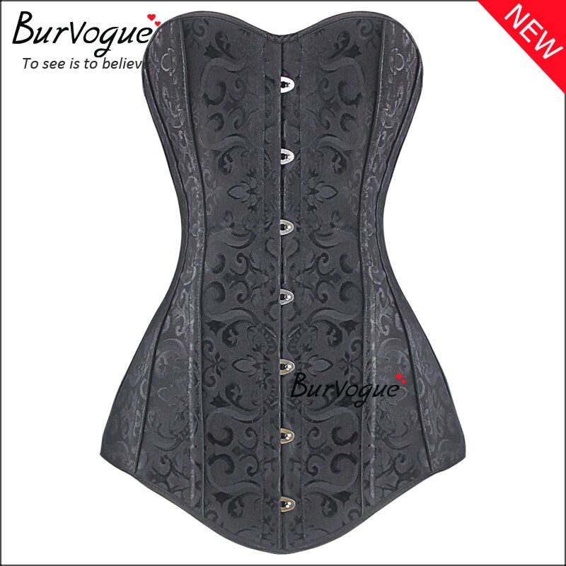 women-jacquard-bustier-long-torso-12-steel-boned-corset-tops-23084