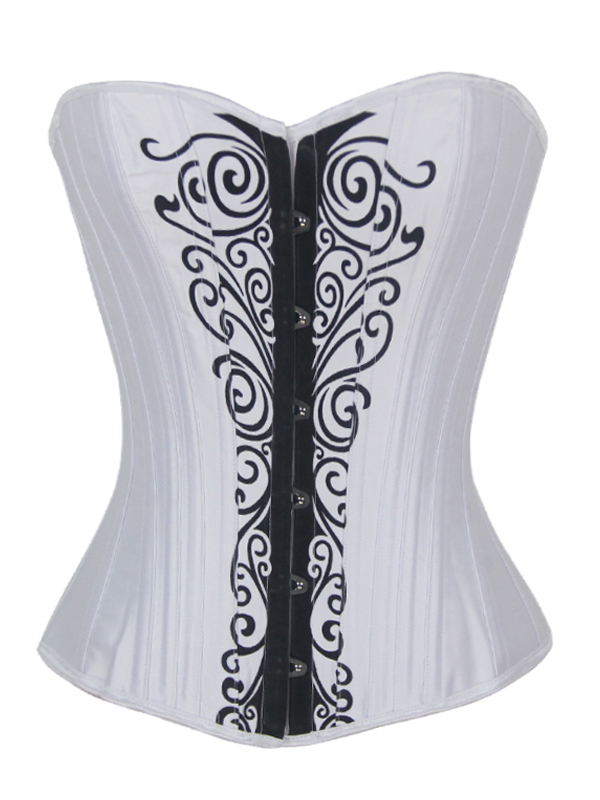 Buy Wholesale White Satin Push Up Corset Printing Bustier For Women