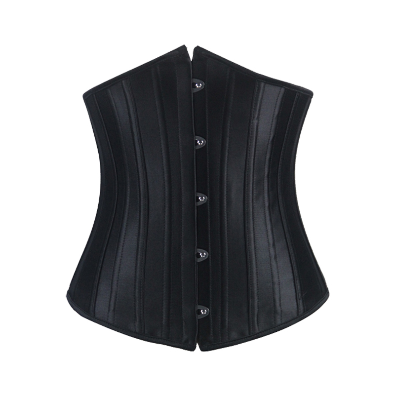 Black Satin Boned Underbust Corset Belt Top With Steel Buckle And Lace Up  Back Sexy And Elegant From Zazvf, $19.67