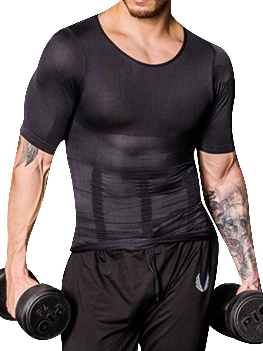 Buy Wholesale Short Sleeve Men's Shapewear Compression Top Body Shaper Online Burvogue