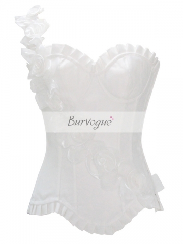 Elegant Rose Flower White Corset