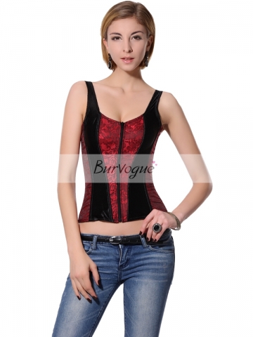 Strap Ladies Overbust Corset With High Quality Zipper