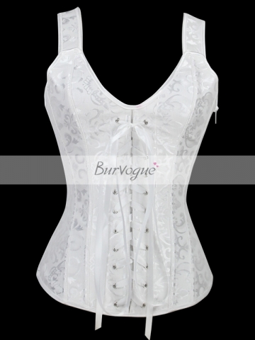 Strong Steel Boned Fashion Outwear White Gater Corset