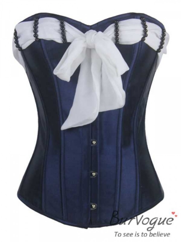 Elegant Bustier Outfits Overbust Blue Corset Tops For Women