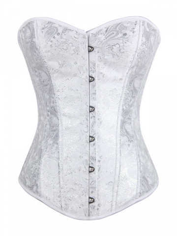 White Embroidered Bridal Corset Women Overbust Corset Tops
