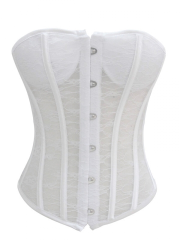 Steel Boned White Bridal Lace Overbust Corset Tops