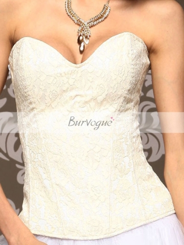 Beautiful Beige Lace Elegant Bridal Zipper Corset