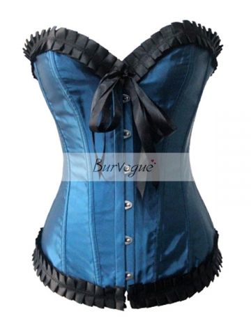 Blue Grace Gothic Bow Overbust Corset Tops