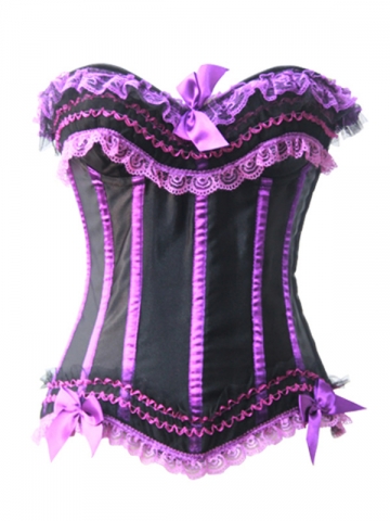 Purple & Black Fascinating Lace Outwear Corset