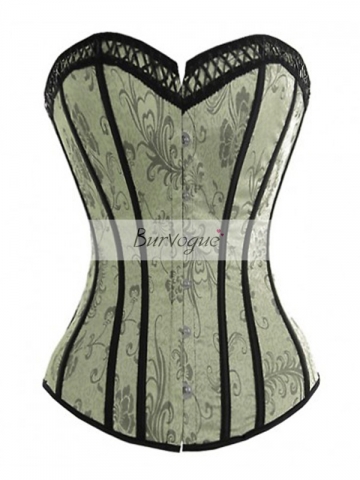 Victorian Floral Overbust Corset with Lace Overlay for Women