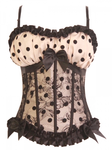Classic Polka Dots Lace Bustier Tops With Strap