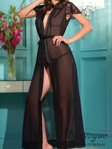 Black Sheer See Through Womens Robes Luxury Robes Wholesale