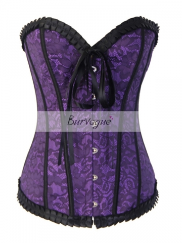 Elegant Purple Rose Lace High Quality Lining Corset