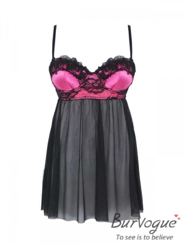 Sexy Lace Babydolls Sheer Mesh Chemises Lingerie With Straps