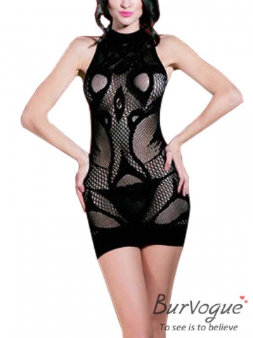Women Fishnet Body Stocking Sheer Chemises Lingerie Dress
