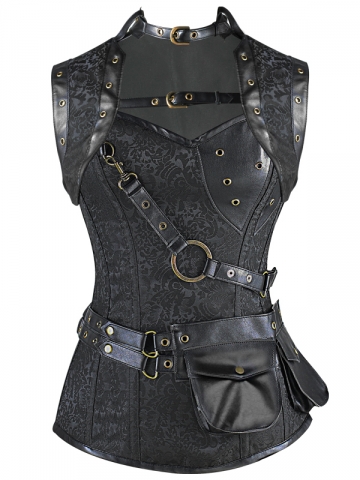 Retro Gothic Steampunk Corset 12 Steel Boned Bustier Tops