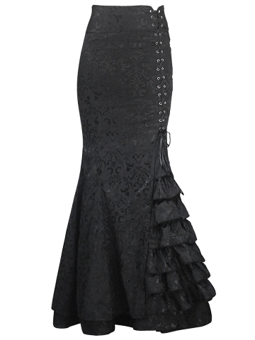 Women Jacquard Gothic Steampunk Skirts Corset TUTU Dresses