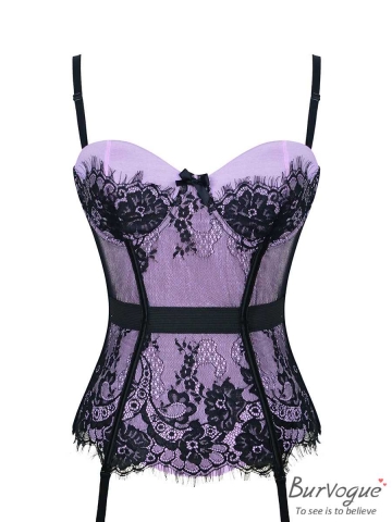 Graceful Lace Bustier Overbust Corset Tops With Straps