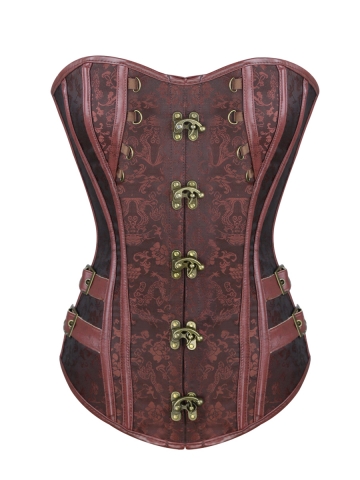 Plus Size Jacquard Gothic Steampunk Overbust Corset Tops