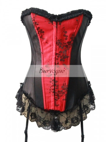 Flora Fashion Black and Red Pin-up Corset Bustier