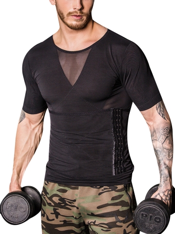 Mens Slimming Compression Shapewear Body Shaper With 3 Hooks
