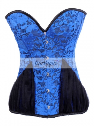 Beautiful Fashion Blue Loyal Floral Black Lace Corset