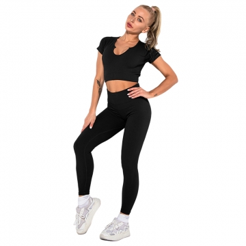 Women Yoga Set Workout Clothing Sportswear Top Leggings 