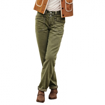 Women's Mid-Rise Stretch Straight-Leg Jeans–Slanted Pockets