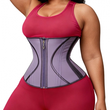 Purple Zipper Latex Waist Trainer Corset for Women 