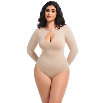Long Sleeve Keyhole Neck Body Shaper shapwear for women