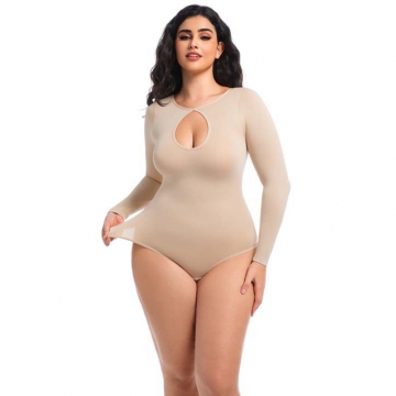 Long Sleeve Keyhole Neck Body Shaper shapwear for women