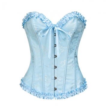 Pastel Blue Ruffle Satin Vintage Princess Corset Top
