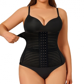 Breathable Strip Elastic Waist Trainer for Plus Size Women