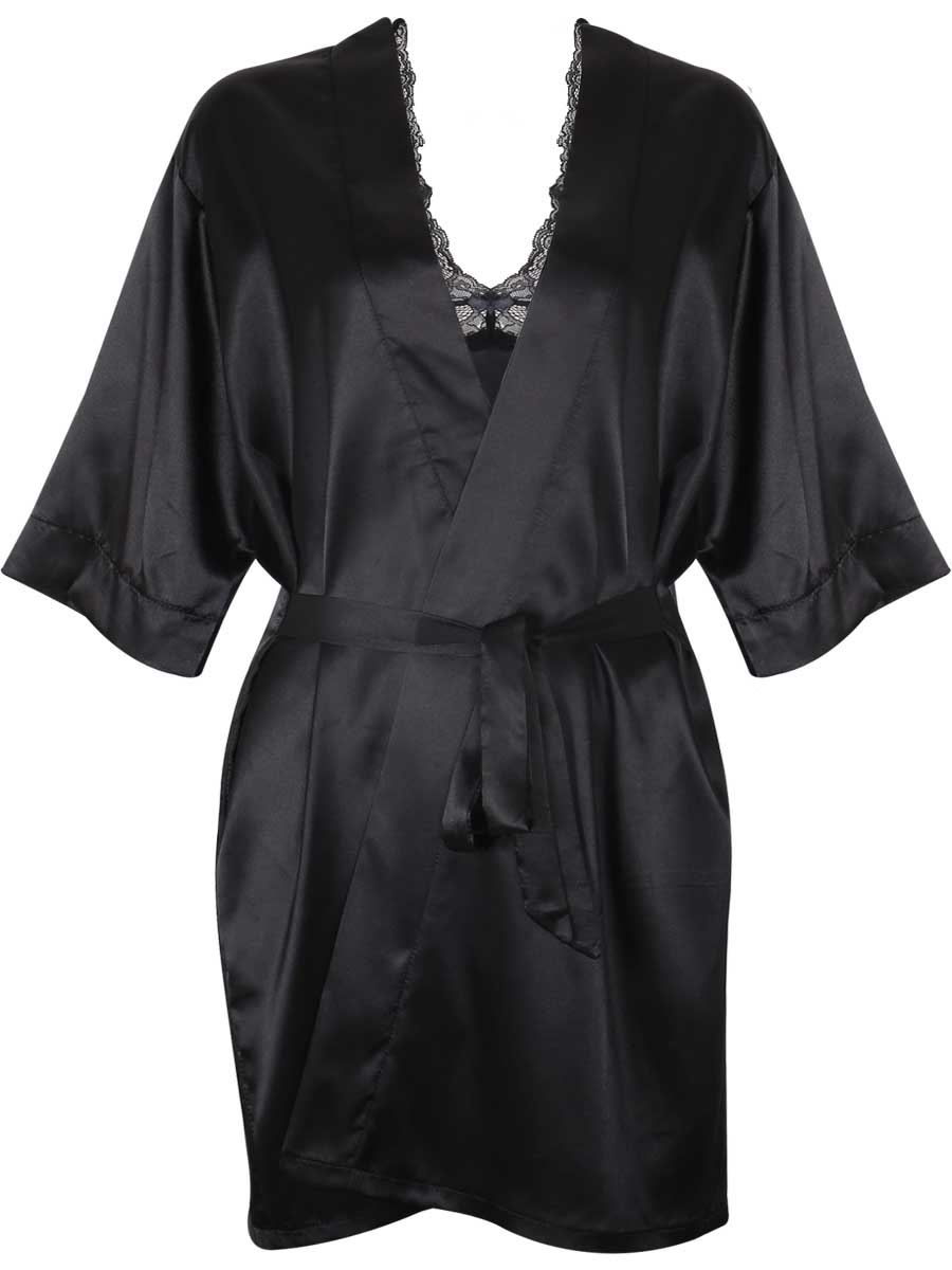 Black Lace BabyDolls Lingerie Hot Women Silk Night Robes