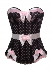 Fashion Dots Pink Mesh Corset With Good Quality