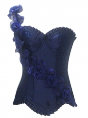 Elegant Rose Flower Blue Corset