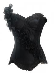 Elegant Rose Flower Black Corset