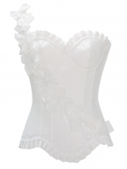 Elegant Rose Flower White Corset