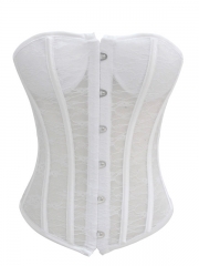 Hot Steel Boned White Bridal Lace Overbust Corset 