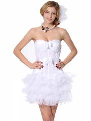 Good Design Mesh Bows White Cup Overbust Corset Bustier