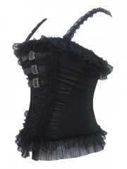 Black Classical Stripe Shoulder Outwear Lace Corset