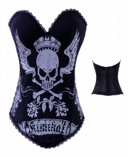 Silver Skull Pattern Fashion Top Corset With Chain