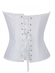White Satin Push Up Corset Printing Bustier For Women